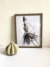 New Watercolour Fashion Illustration,artist signed ,framed,Pretty.