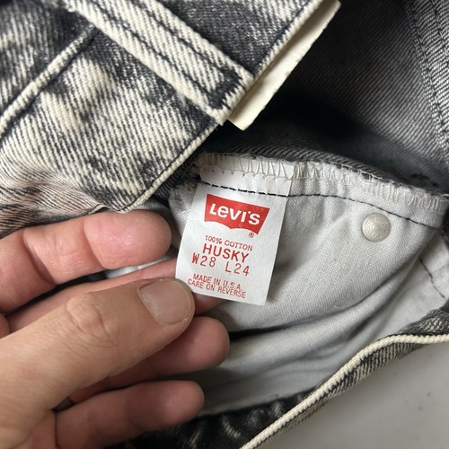 NOS Vintage Levi's 506 Denim Jeans Size 28x24 Kids Husky Black Wash Youth - Picture 10 of 11