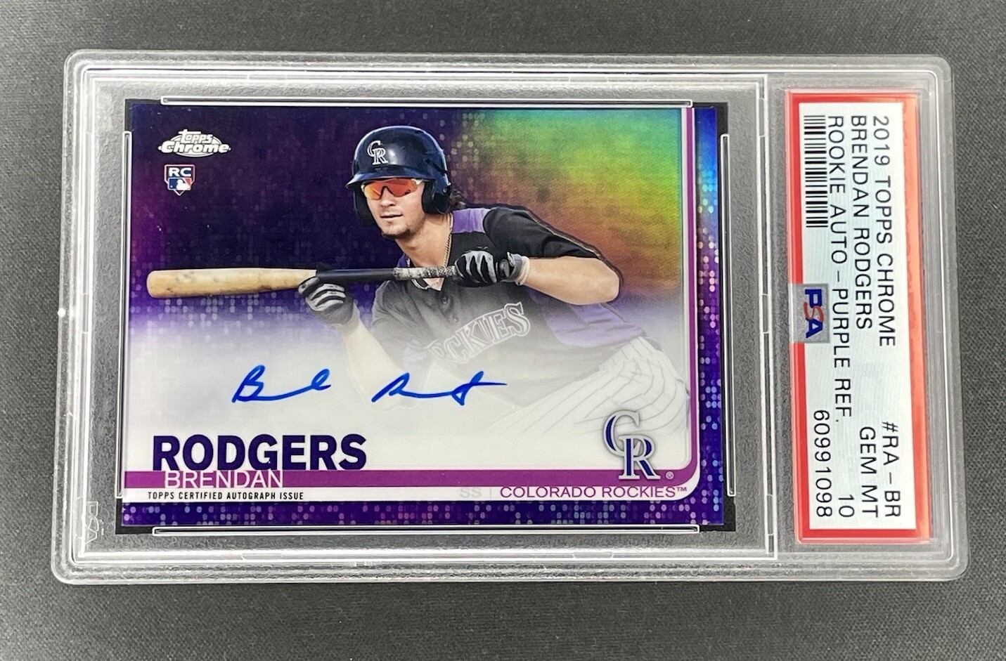 2019 Topps Chrome Brendan Rodgers Purple Rookie Auto /250 PSA 10 GEM MINT #RA-BR