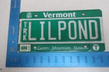 Vermont VT License Plate Tag Vanity 2003 Little Pond Lake Water Lil LILPOND #1