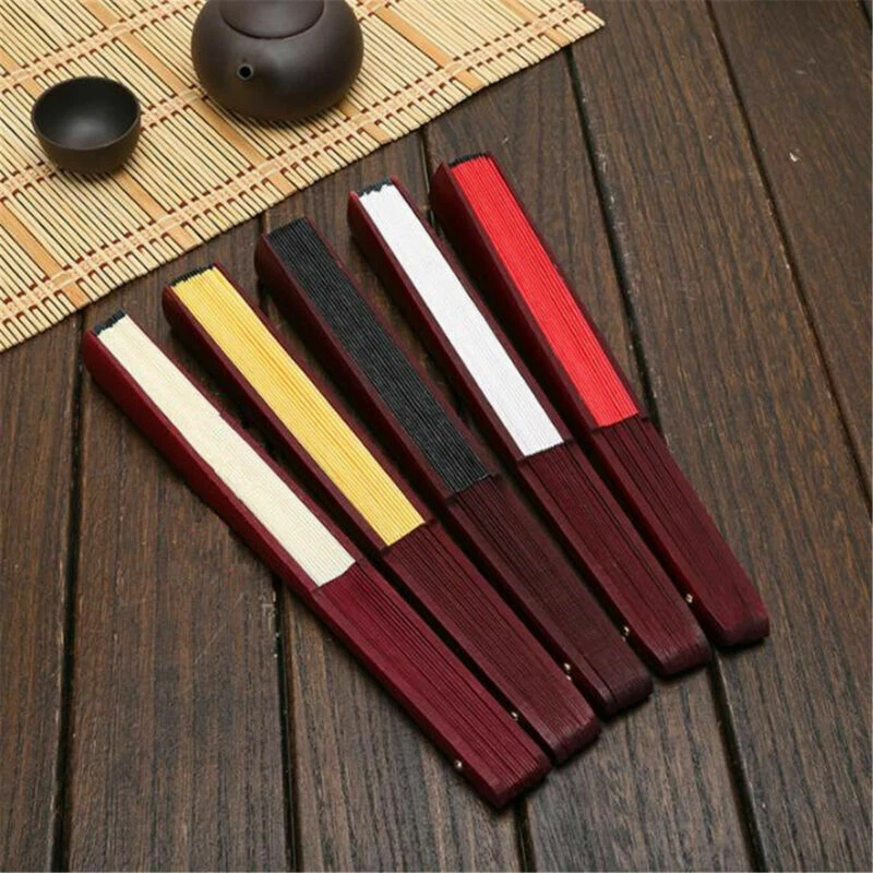 Abanico de mano plegable chino de kung fu tai chi rojo negro blanco Foto 2 de 4