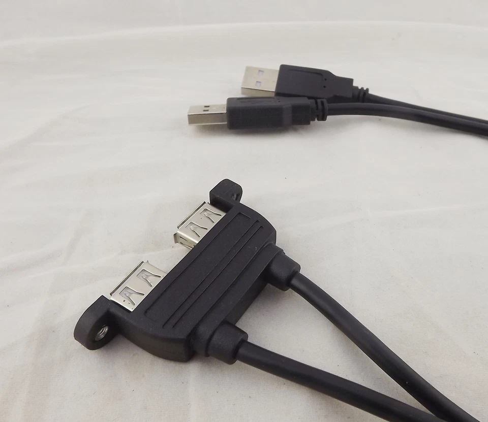 1x Dual USB 2.0 Male to Female Extension Cable with Screw Panel Mount Holes 50cm - Image 4 of 4