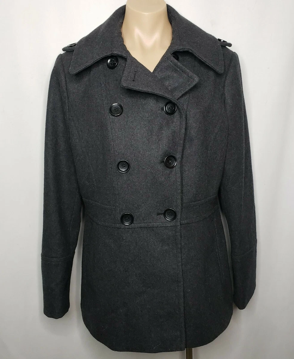 Gray wool pea store coat womens