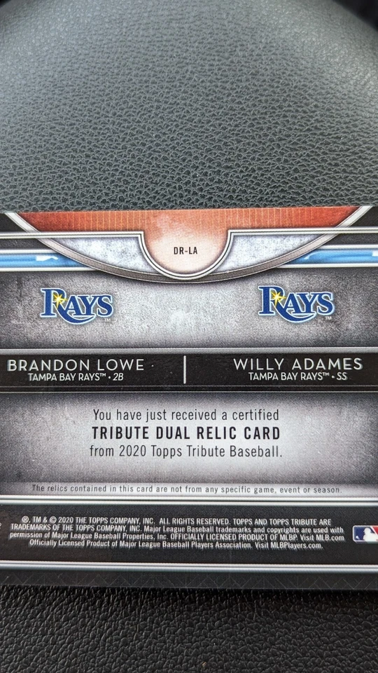 11/99 2020 TOPPS TRIBUTE DUAL PATCH BRANDON LOWE WILLY ADAMES Green /99 - Image 4 of 4