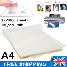 25-1000 A4 Thermal Laminating Pouches Gloss Laminate Sheets 216x303mm 160/250Mic