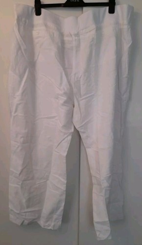 New Capsule Ladies White Linen Mix Elasticated Waist Slouch Trousers Size 30 - Picture 3 of 4