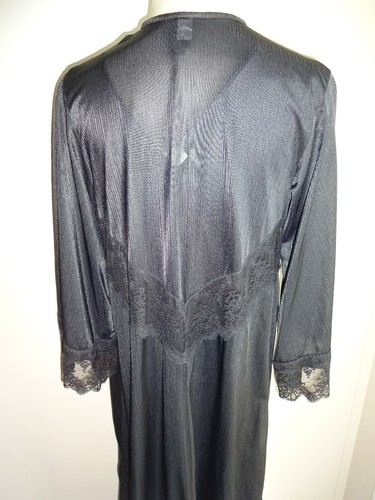 Vintage Black Peignoir Set S Nightgown Robe Sidney Bernstein & Son Lingerie USA - Picture 3 of 10