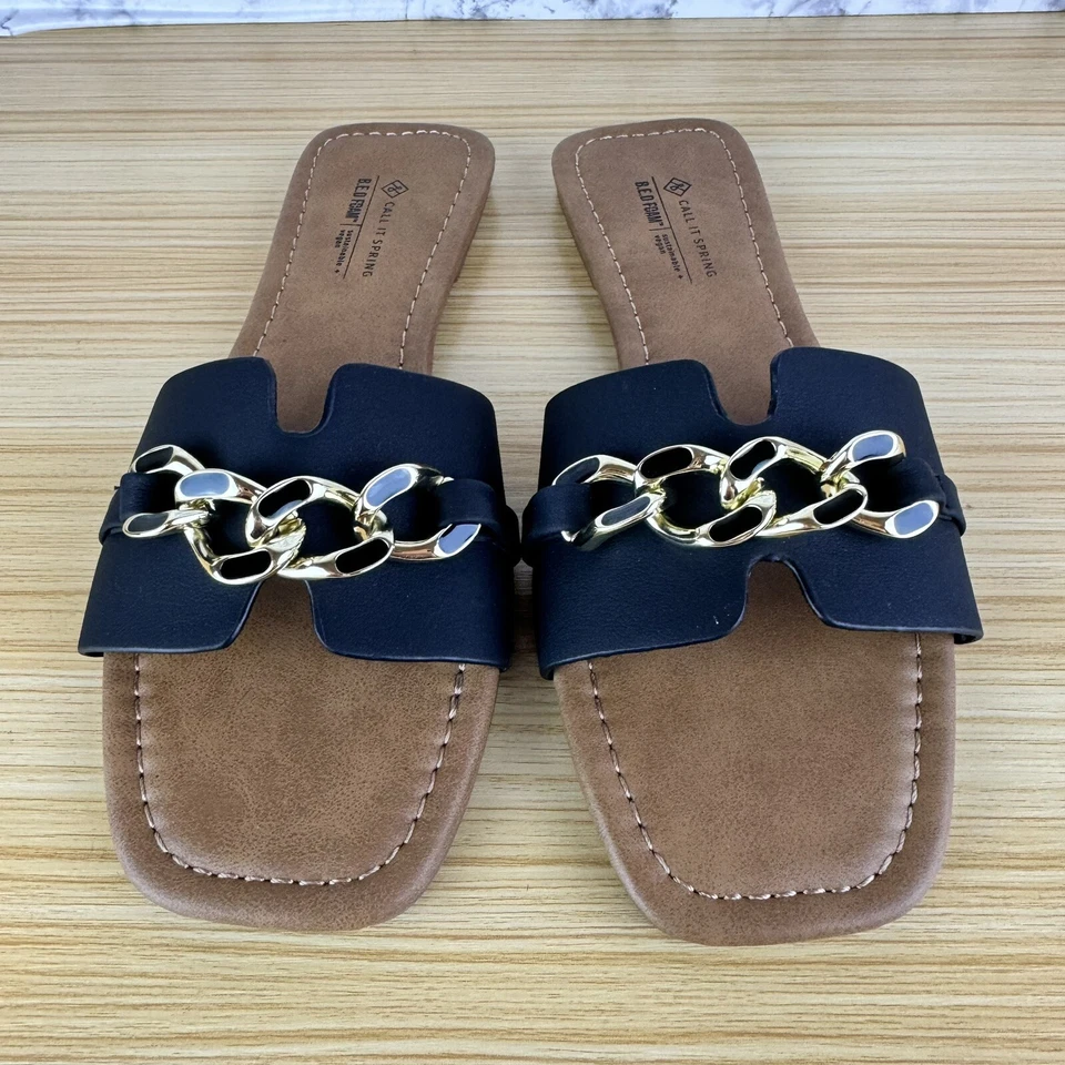 CALL IT SPRING Kiaraa Chain Strap Sandal (Women) Size 7 ( Black ) - Image 3 of 4