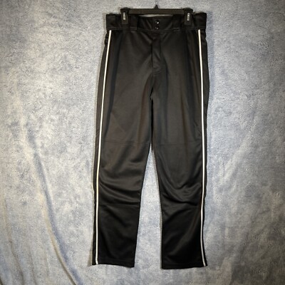 Smash It Sports- Men s Baseball Softball Pants Size L Black W/ Gray Piping