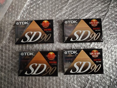 TDK SD90 , IEC II TYPE II, HIGH BIAS ,Blank Cassette Tape 90 Minutes, 4 tapes