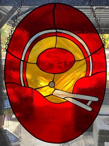 VTG NFL San Francisco 49ers “Superbowl XIX Champs” Stained Glass Football - Picture 13 of 14