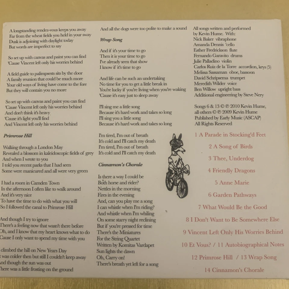 Kevin Hume RARE CD The Dressed Animals Songbook Like Nick Drake Joanna Newsom   — 第 2/4 张图片