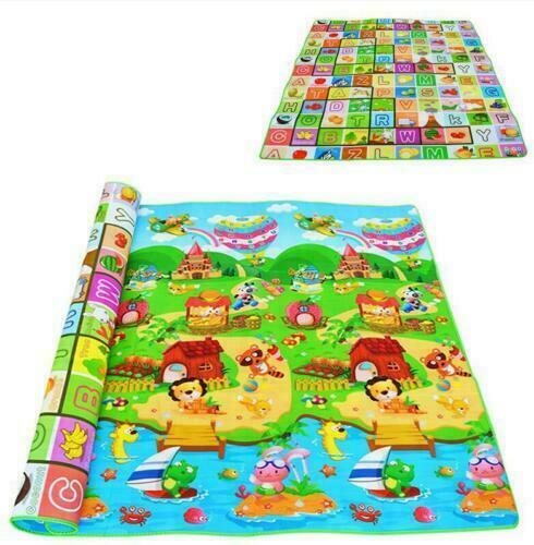 KIDS CRAWLING 2 SIDE PLAY MAT 200X180CM EDUCATIONAL GAME SOFT FOAM PICNIC CARPET - Picture 2 of 3