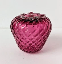 Cranberry Art Glass STRAWBERRY PAPERWEIGHT by ROSSI Heritage Collection Canada