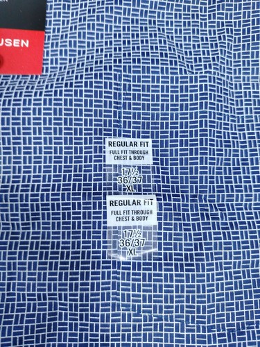 Van Heusen Dress Shirt Mens 17.5 Blue Geometric Corpcore Workwear Office Casual - Picture 7 of 17