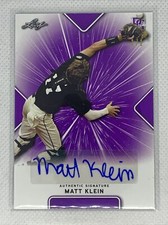 2021 LEAF PERFECT GAME PURPLE PAPER MATT KLEIN RC AUTO # 1/1