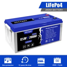 12V 200Ah LiFePO4 Deep Cycle Lithium Battery for RV Solar Marine Golf Cart Car