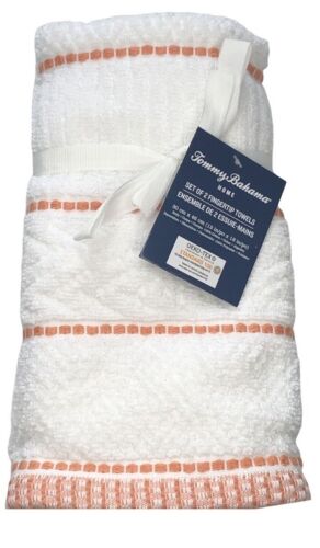 Tommy Bahama Juju Fingertip Towels Coral Tropical Beach Summer House Set of 2 - Picture 6 of 12