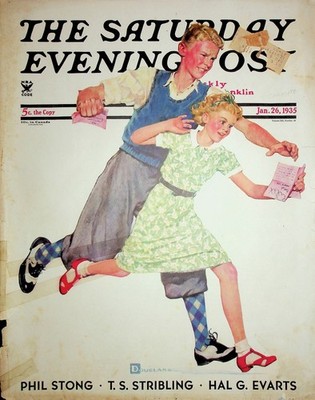 Original Jun 26, 1935 Saturday Evening Post Cover Only: Sister running with LovL
