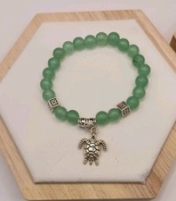 Bracelet Pierre Naturelle Aventurine Et Pendentif Tortue - Protection (T16/8)