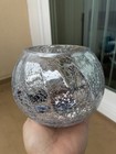 ✨ Silver Crackle Glass Round Bowl Vase Decorative Centerpiece Modern