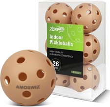 Indoor Pickleball Balls, 6 Pack of 26 Holes Pickleballs, Purple Indoor Pickle...