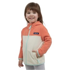 Lands End Kids Hooded Fleece Jacket Coral Cream Print Full Zip