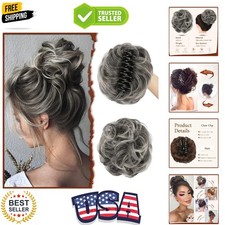 Claw Clip Messy Bun Hair Piece Wavy Curly Hair Bun Clip in Claw Chignon Ponyt...