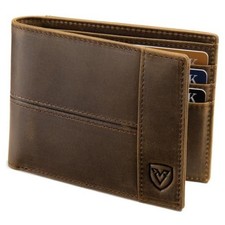 Full Grain Leather Wallet for Men RFID Blocking Extra Capacity Bifold Brown