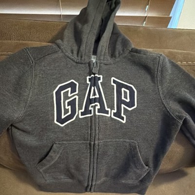 Gap babyGap Boys Gray Full Zip Hoodie, Logo, Hooded, Pockets, Size 3 Years