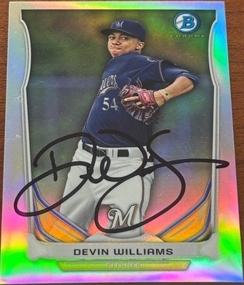 2014 Bowman Chrome DEVIN WILLIAMS #BM-MB3   Mini Refractor Autograph   Brewers