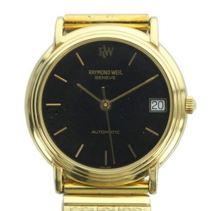 Authentic RAYMOND WEIL 2811 Watch Automatic Date Calendar Black Dial 18KGP Gold Plated Gol