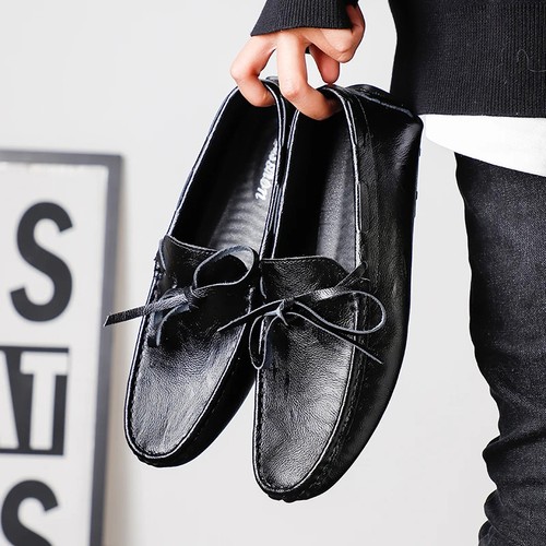 Herren Leder Halbschuhe Atmungsaktiv Slipper Fahrschuhe Weiche Sohle Freizeitschuhe - Bild 4 von 23