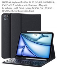 Chesona Wireless Keyboard Case for iPad Pro 12.9" with Pencil Holder - Black