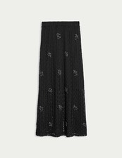 Marks & Spencer Womens Midaxi A Line Sequin Skirt in Black - M&S