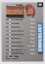 1992 Skybox Primetime Checklist Tampa Bay Buccaneers Washington Redskins 0a1