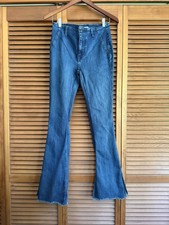 We The Free Women's Blue Jeans High Wasted Flare Medium Wash Denim Size 27