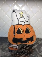 Peanuts Snoopy Woodstock Pumpkin Decorative Throw Pillow Halloween Fall NEW