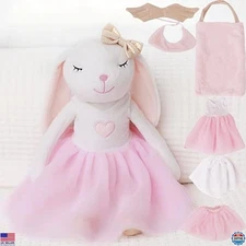 Perfectto Bunny Ballerina Plush Toy Doll Dress-Up Set for Girls 3-9, Ideal Gift