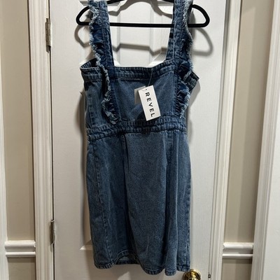 Revel /Boot Barn Women's Fray Edge Ruffled Denim Dress NEW WITH TAGS Size XL.
