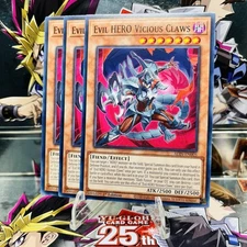 3x Yugioh Playset Evil HERO Vicious Claws ALIN-EN005 Common 1st Ed Near Mint