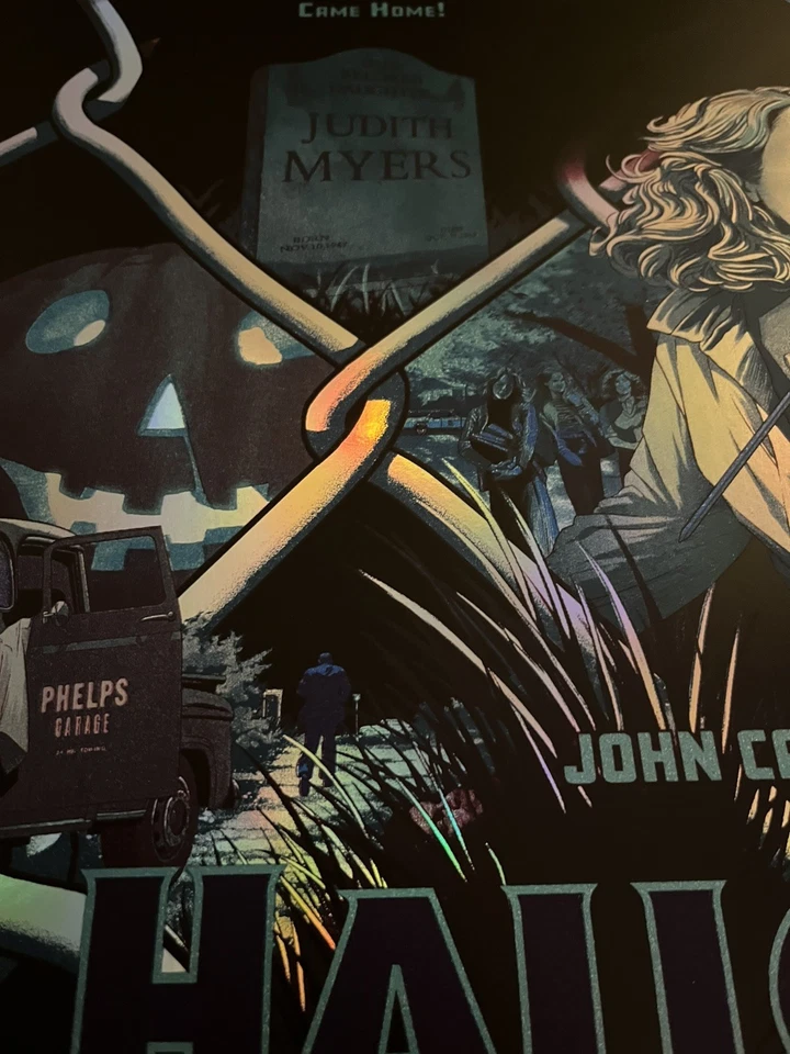 Kevin Tong Halloween LE #/50 pôster filme arte serigrafia. Rainbow Foil Mondo - Imagem 4 de 4