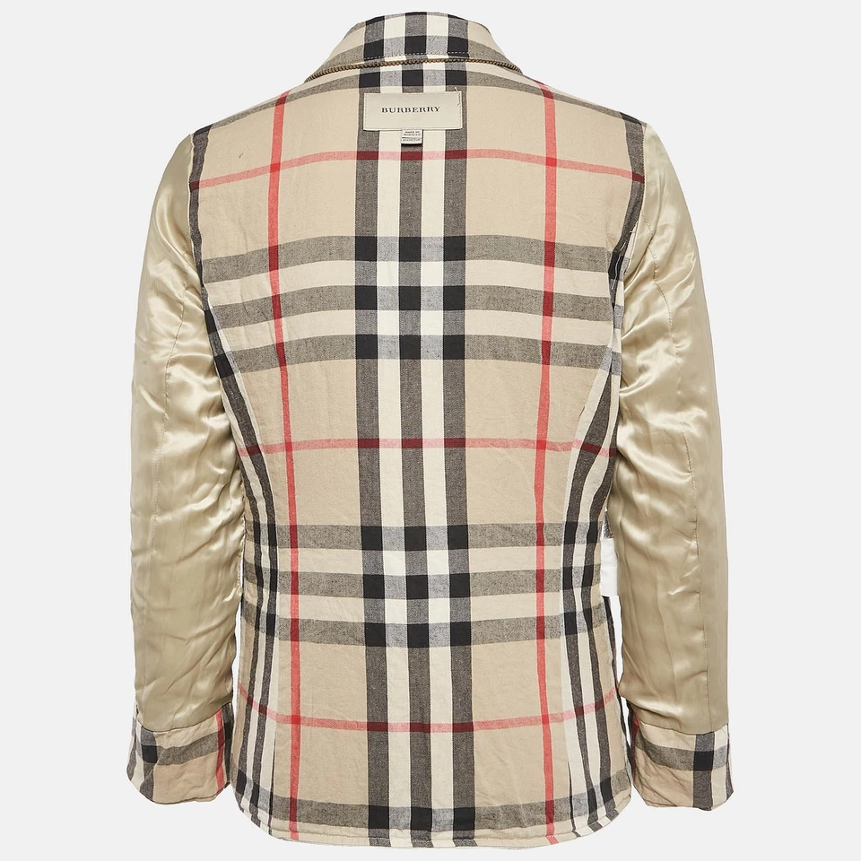 Chaqueta acolchada Burberry Kids beige de nailon con botones delanteros 12 años Foto 4 de 4