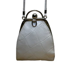 Vintage Ann Taylor Women’s White Leather Structured Handbag Crossbody Clutch