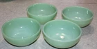 4 Vintage Glass Fire king Jadeite Green Ice Cream Chili Cereal Bowls