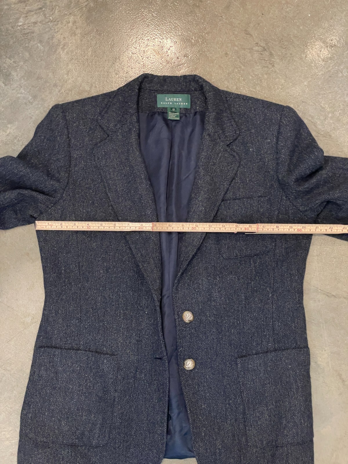 Vintage Ralph Lauren Wool Blazer Womens 12 Navy 100% Wool Office Preppy Formal thumbnail 5
