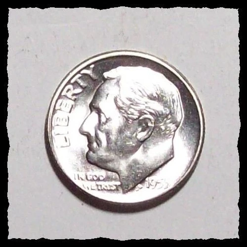 1955 ROOSEVELT DIME Bright White Lustrous Choice BU+ #1D63 .900 Fine Silver COIN