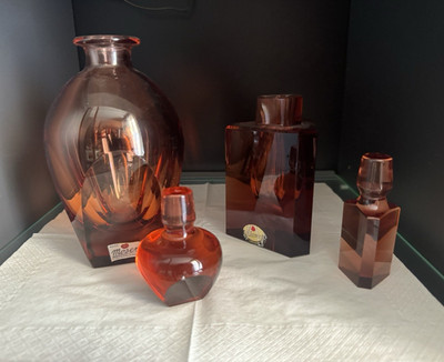 Czechoslovakia Moser Kristall Glas Karaffe und Flakon Böhmische Antiquitäten 