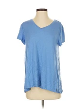 H By Halston Women Blue Short Sleeve T-Shirt S