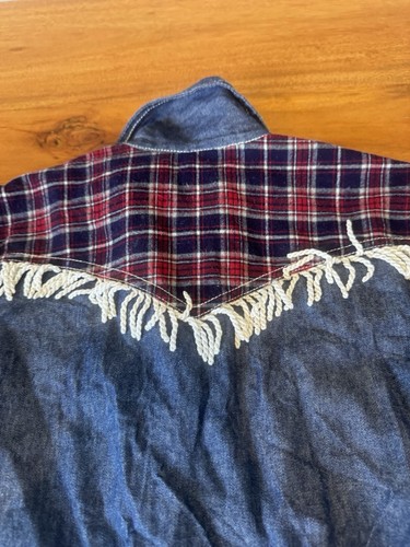 VTG Rockmount Ranch Wear Jacket Western Fringe Womens Small P Denim Girls Large - Picture 6 of 8